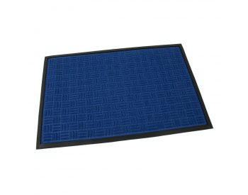 Foto - Modrá textilní gumová čistící vstupní rohož Criss Cross, FLOMAT - délka 60 cm, šířka 90 cm a výška 0,8 cm