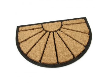 Foto - Kokosová čistící venkovní vstupní půlkruhová rohož Sun, FLOMAT - délka 40 cm, šířka 60 cm a výška 1,7 cm