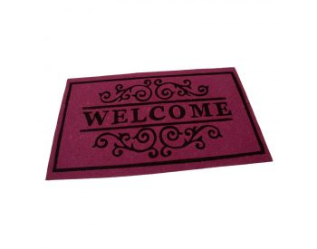 Foto - Vínová textilní vstupní čistící vnitřní rohož Welcome - Deco, FLOMAT - délka 45 cm, šířka 75 cm a výška 0,3 cm