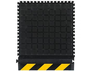 Foto - Černo-žlutá podlahová protiúnavová protiskluzová dlaždice (okraj) - délka 55 cm, šířka 45 cm a výška 2 cm