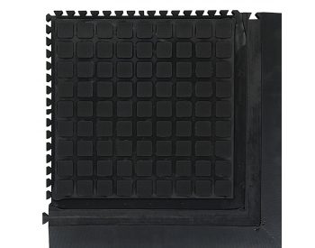 Foto - Černá podlahová protiúnavová protiskluzová dlaždice (roh) - délka 55 cm, šířka 55 cm a výška 2 cm