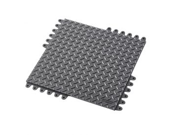 Foto - Černá gumová modulární průmyslová rohož De-Flex, Nitrile - délka 45 cm, šířka 45 cm a výška 1,9 cm