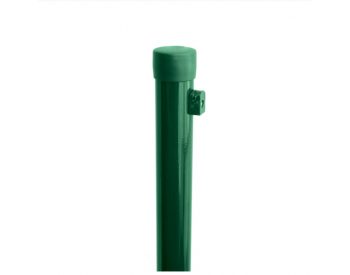 Foto - Sloupek kulatý IDEAL Zn + PVC 2100/48/1,5mm, zelená čepička, zelená př. nap. drátu, zelený