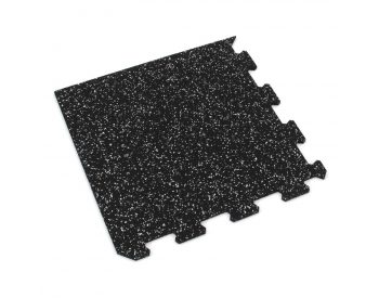 Foto - Černo-bílá gumová modulová puzzle dlažba (roh) FLOMA FitFlo SF1050 - 95,6 x 95,6 x 0,8 cm
