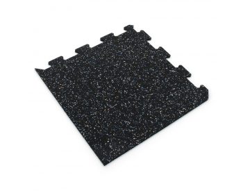 Foto - Černo-bílo-modrá gumová modulová puzzle dlažba (roh) FLOMA FitFlo SF1050 - 50 x 50 x 0,8 cm