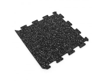 Foto - Černo-bílá gumová modulová puzzle dlažba (okraj) FLOMA FitFlo SF1050 - 50 x 50 x 0,8 cm