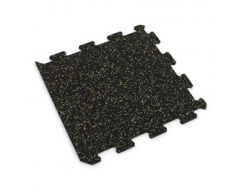Foto - Černo-žlutá gumová modulová puzzle dlažba (okraj) FLOMA FitFlo SF1050 - 100 x 100 x 0,8 cm
