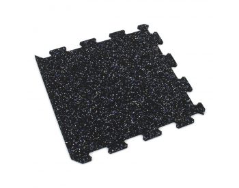 Foto - Černo-bílo-modrá gumová modulová puzzle dlažba (okraj) FLOMA FitFlo SF1050 - 100 x 100 x 0,8 cm