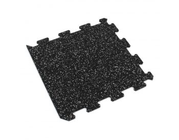 Foto - Černo-bílá gumová modulová puzzle dlažba (okraj) FLOMA FitFlo SF1050 - 100 x 100 x 1 cm
