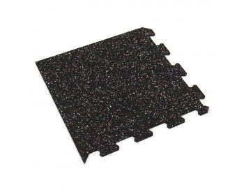 Foto - Černo-bílo-červená gumová modulová puzzle dlažba (roh) FLOMA FitFlo SF1050 - 100 x 100 x 1 cm