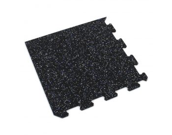 Foto - Černo-bílo-modrá gumová modulová puzzle dlažba (roh) FLOMA FitFlo SF1050 - 100 x 100 x 1 cm