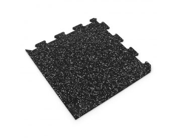 Foto - Černo-bílá gumová modulová puzzle dlažba (roh) FLOMA FitFlo SF1050 - 50 x 50 x 1,6 cm