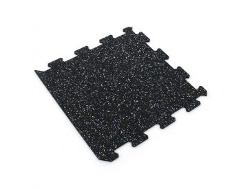 Foto - Černo-bílo-modrá gumová modulová puzzle dlažba (okraj) FLOMA FitFlo SF1050 - 50 x 50 x 1 cm