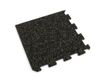 Foto - Černo-žlutá gumová modulová puzzle dlažba (roh) FLOMA IceFlo SF1100 - 100 x 100 x 1,6 cm