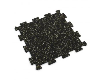 Foto - Černo-žlutá gumová modulová puzzle dlažba (střed) FLOMA IceFlo SF1100 - 100 x 100 x 1,6 cm