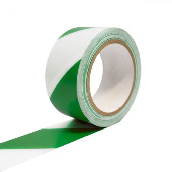 Bílo-zelená vyznačovací podlahová páska - 33 m x 5 cm