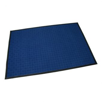 Modrá textilní gumová čistící vstupní rohož Criss Cross, FLOMAT - délka 120 cm, šířka 180 cm a výška 0,8 cm