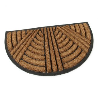 Kokosová čistící venkovní vstupní půlkruhová rohož Stripes - Lines, FLOMAT - délka 45 cm, šířka 75 cm a výška 2,2 cm