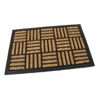 Kokosová čistící venkovní vstupní rohož Lines - Squares, FLOMAT - délka 40 cm, šířka 60 cm a výška 0,8 cm