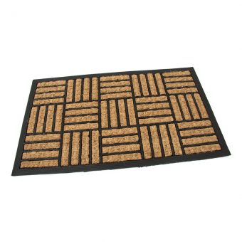 Kokosová čistící venkovní vstupní rohož Lines - Squares, FLOMAT - délka 45 cm, šířka 75 cm a výška 0,8 cm