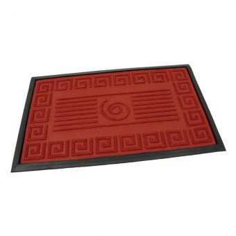 Červená textilní gumová čistící vstupní rohož Rectangle - Deco, FLOMAT - délka 45 cm, šířka 75 cm a výška 0,8 cm