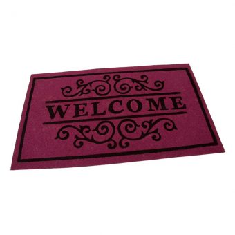 Vínová textilní vstupní čistící vnitřní rohož Welcome - Deco, FLOMAT - délka 45 cm, šířka 75 cm a výška 0,3 cm