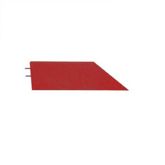 Červený levý nájezd (roh) pro gumové dlaždice - délka 75 cm, šířka 30 cm a výška 6,5 cm