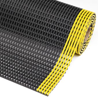 Černo-žlutá protiskluzová průmyslová olejivzdorná rohož Flexdek - 10 m x 60 cm x 1,2 cm