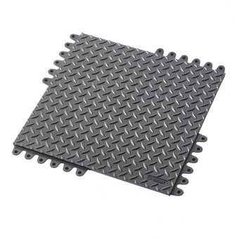 Černá gumová modulární průmyslová rohož De-Flex, ESD Nitrile FR - délka 45 cm, šířka 45 cm a výška 1,9 cm