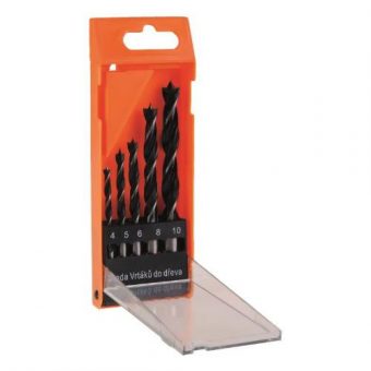 Vrták do dřeva, SET, 4 – 10 mm, 5 ks, plast