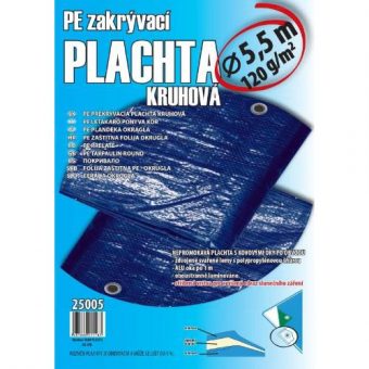 Plachta zakrývací kulatá, ? 5 - 5,5 m, 120g/m2, modro - stříbrná