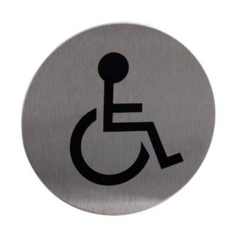 Znak rozlišovací \"WC-invalidé\", Ø 75 mm, samolepící, nerez