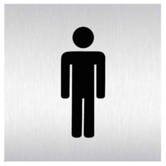 Znak rozlišovací \"WC-muži\", 60 x 60 mm, samolepící, nerez