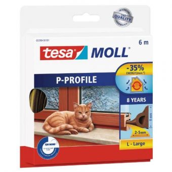 Těsnění do oken a dveří guma \P\, 9 x 5,5 mm x 6 m, bílé, TESA"""""""