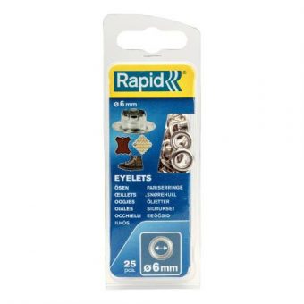Očka ocelová na textil, kůži, plátno, 8 mm, 25 ks, blistr, RAPID