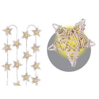 Osvětlení vánoční hvězda-sláma, 16 LED, 3 m, teplá bílá
