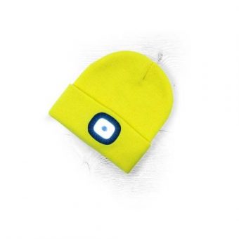 Zimní čepice s LED svítilnou žlutá