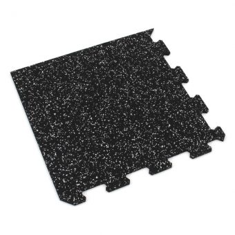 Černo-bílá gumová modulová puzzle dlažba (roh) FLOMA IceFlo SF1100 - 100 x 100 x 1,6 cm